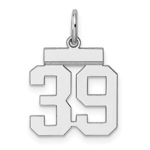Sterling Silver, Athletic Collection, Small Polished Number 39 Pendant
